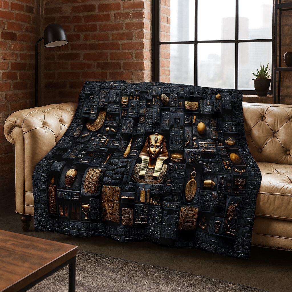 Ancient Egyptian Gods Dead Anubis Pharaoh Tutankhamun Mask Flannel Blanket,Cozy Soft Throw Blanket for Home Bedroom Bed Sofa Kid