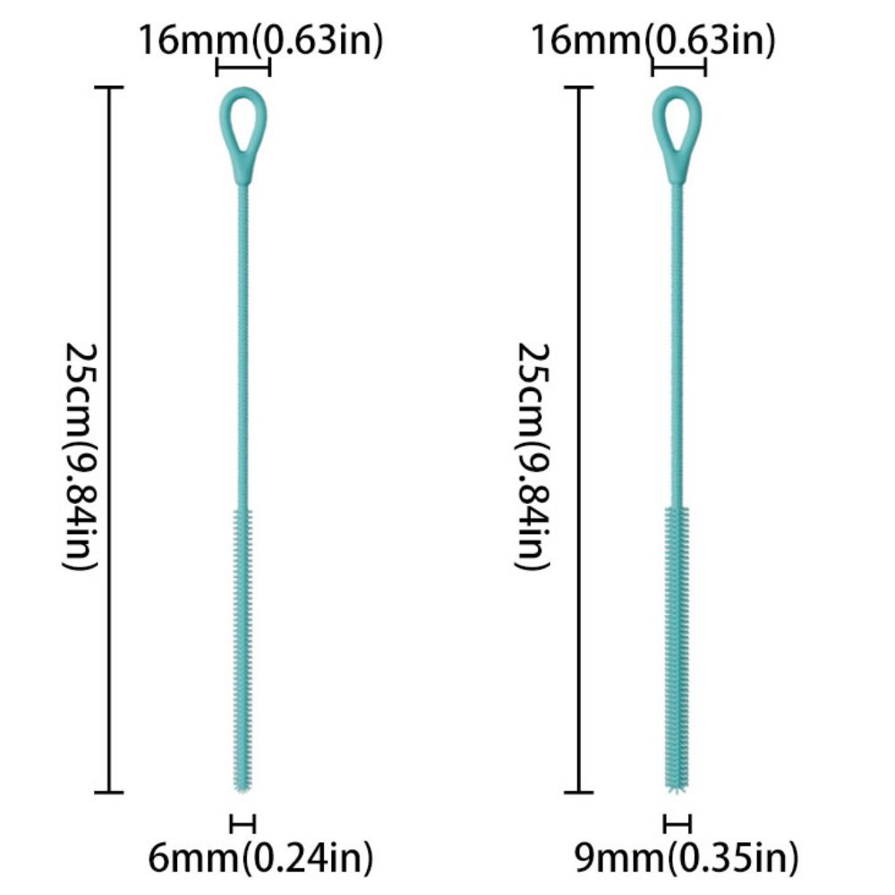 2pcs Bendable Pipe Tube  Cleaning Brush 6/8mm Pacifier Brush Silicone Straw Brushes  Kitchen