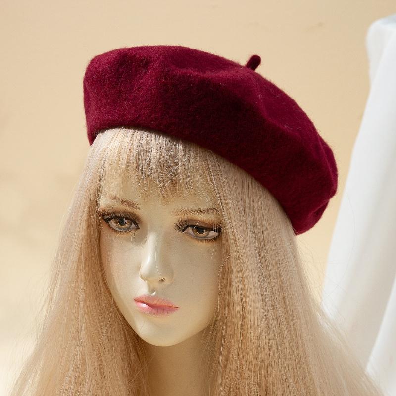 1pc Women's Solid Color Knit Beret, Elegant Japanese Style, Suitable For Daily Travel And Shopping Vintage Casual