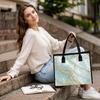 Elegant Cyan Gold Vein Tote Bag for Daily Shopping Commute Portable Stylish Carryall Bag