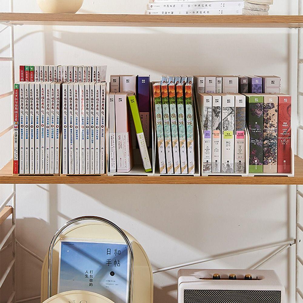 Portable Plastic Bookends Solid Color Large Capacity File Storage Shelf Double Layer Book Stand Student Supplies