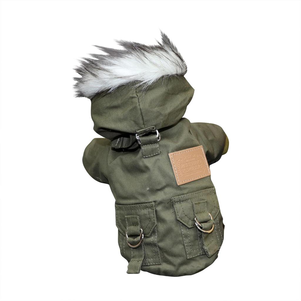 Thickened Dog Coat Winter Jacket with Hood Small Dog Clothes for Teddy Pomeranian Bichon Puppy Cat Apparel Warm Cotton Lined