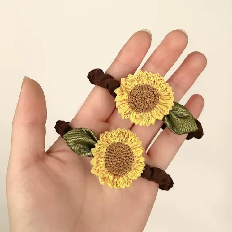 2Pcs Elastic Sunflower Hair Tie Fashion Hair Accesories Unique Hair Clip For Adding Style To Everyday And Special Event