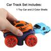 Race Car Track Train Toy Cars,Changeable Track Set Includes 1 LED Light Up Race Car Toy and 2 Covers,DIY Race Track Toys Birthday Gifts for Kids