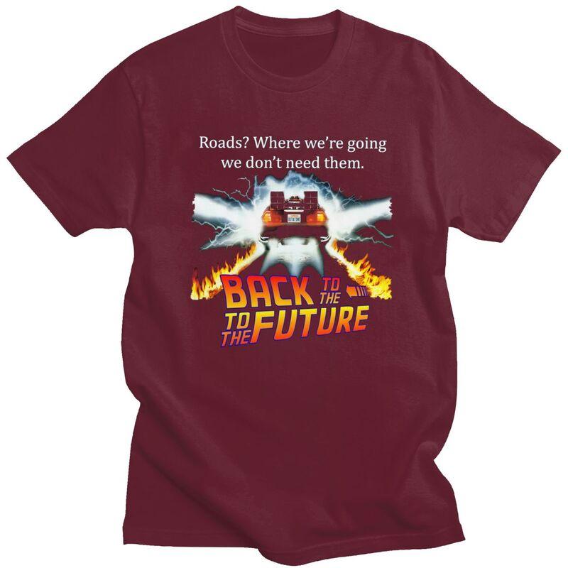 Back To The Future T Shirt for Men Pure Cotton Tshirt Leisure Tees Short Sleeve Scifi Adventure Film Tshirt Slim Fit Clothing