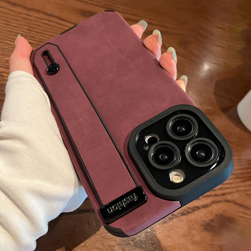 Leather Phone Case For iPhone 17 Pro Max Air 14 15 Plus 11 12 13 16 Pro Wrist Strap Holder Shockproof Protection Cover