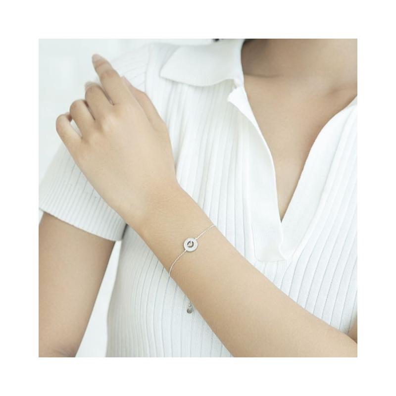 Emporio Armani Ferris wheel fashion ring eagle mark silver silver bracelet women's silver Basic packaging F