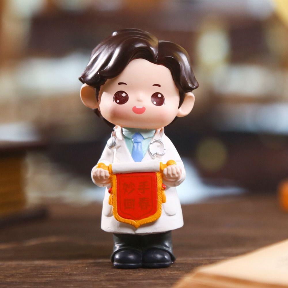 DlY Doctor Garage Kit Cartoon Nurse Cake Ornaments Exquisite Doctor Nurse Model Statue  Home Decor