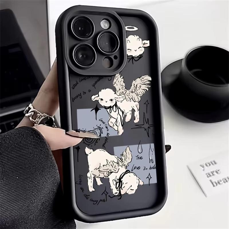Angel Sheep Phone Case For iPhone 17 Pro 16 15 14 13 12 11 Pro Max XS XR 17 Air 16E Soft Silicone Cover