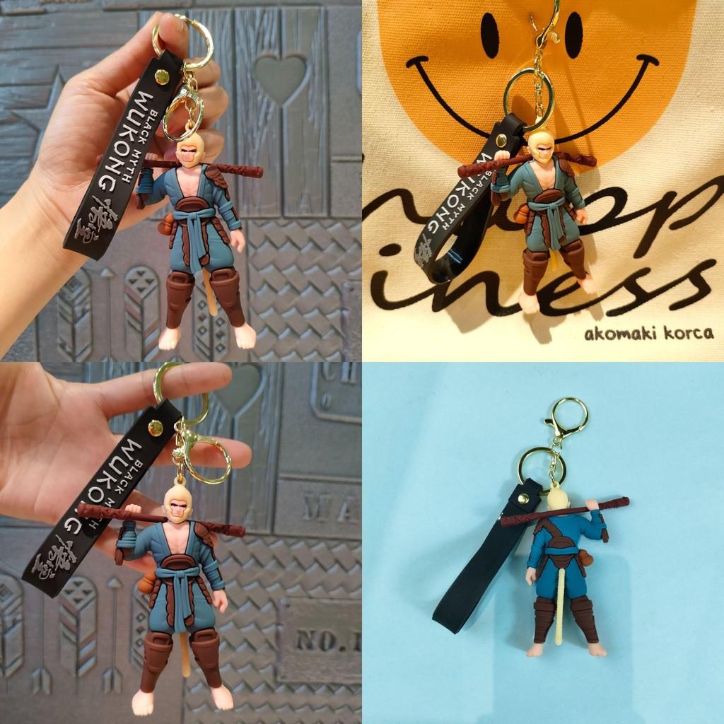 Myth Unique Black Sun Wukong Keyring Cartoon Pvc Doll For Memorable Gift Occasions