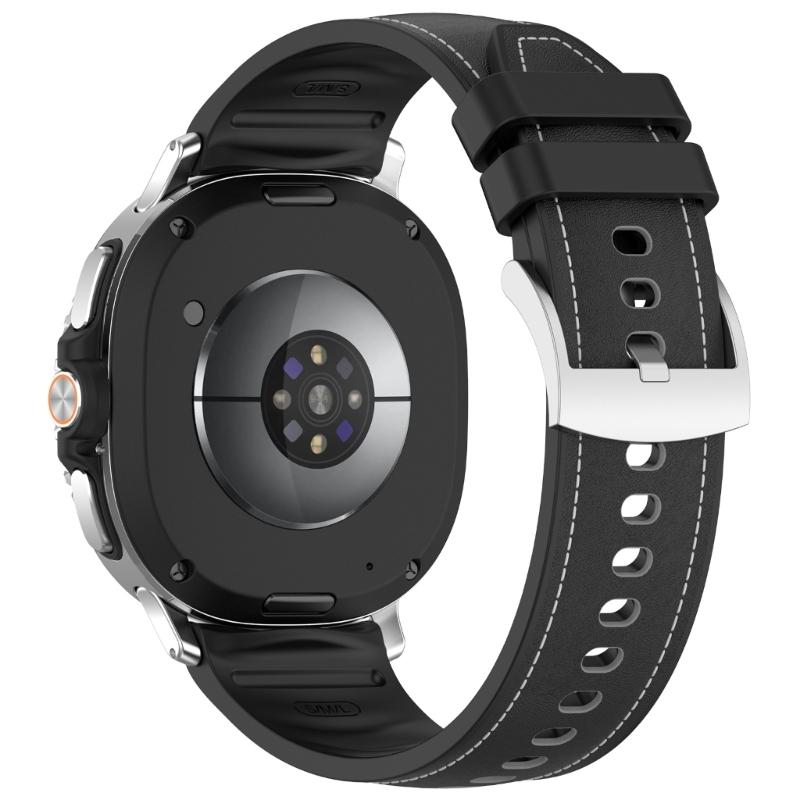 Flexible Silicone Watch Band Straps With Leather Accent For 40mm 44mm 46mm Models Comfortable Daily Wear Gym To Office