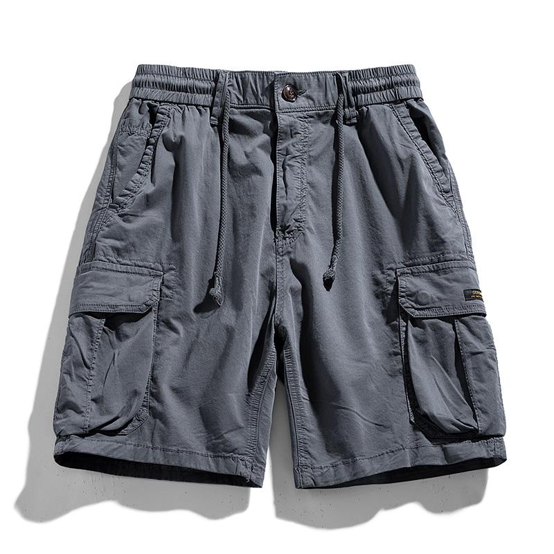 Summer Men Cargo Multi Pocket Shorts Men Casual Solid Elastic Waist Beach Short Spring Men Jogger Pants Shorts Male Dropshipping