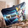 Coperta Personalizzata in Pile Cristiano Ronaldo con Logo Calcio, Testo Nome Personalizzato Morbida Calda Coperta da Divano per la Casa