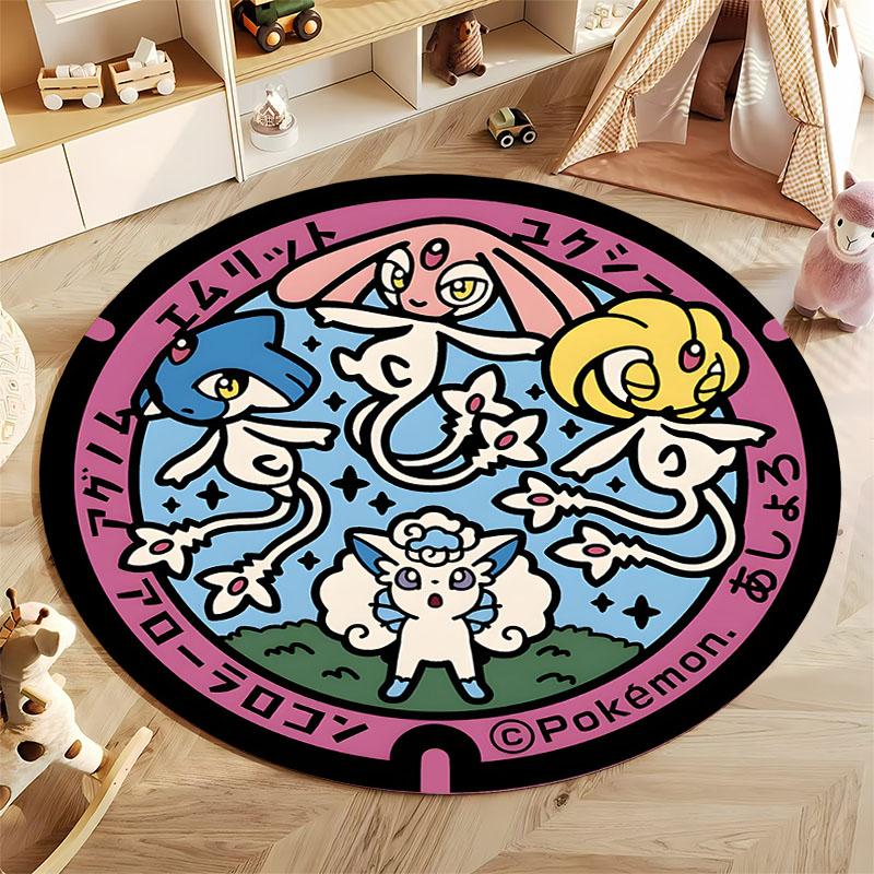 

1PC Classic Pokémon Mimikyu Print Round Rug Living Room Bedroom Decor Indoor Floor Mat Decor Rug for Teens Adult Free Shipping 60cm