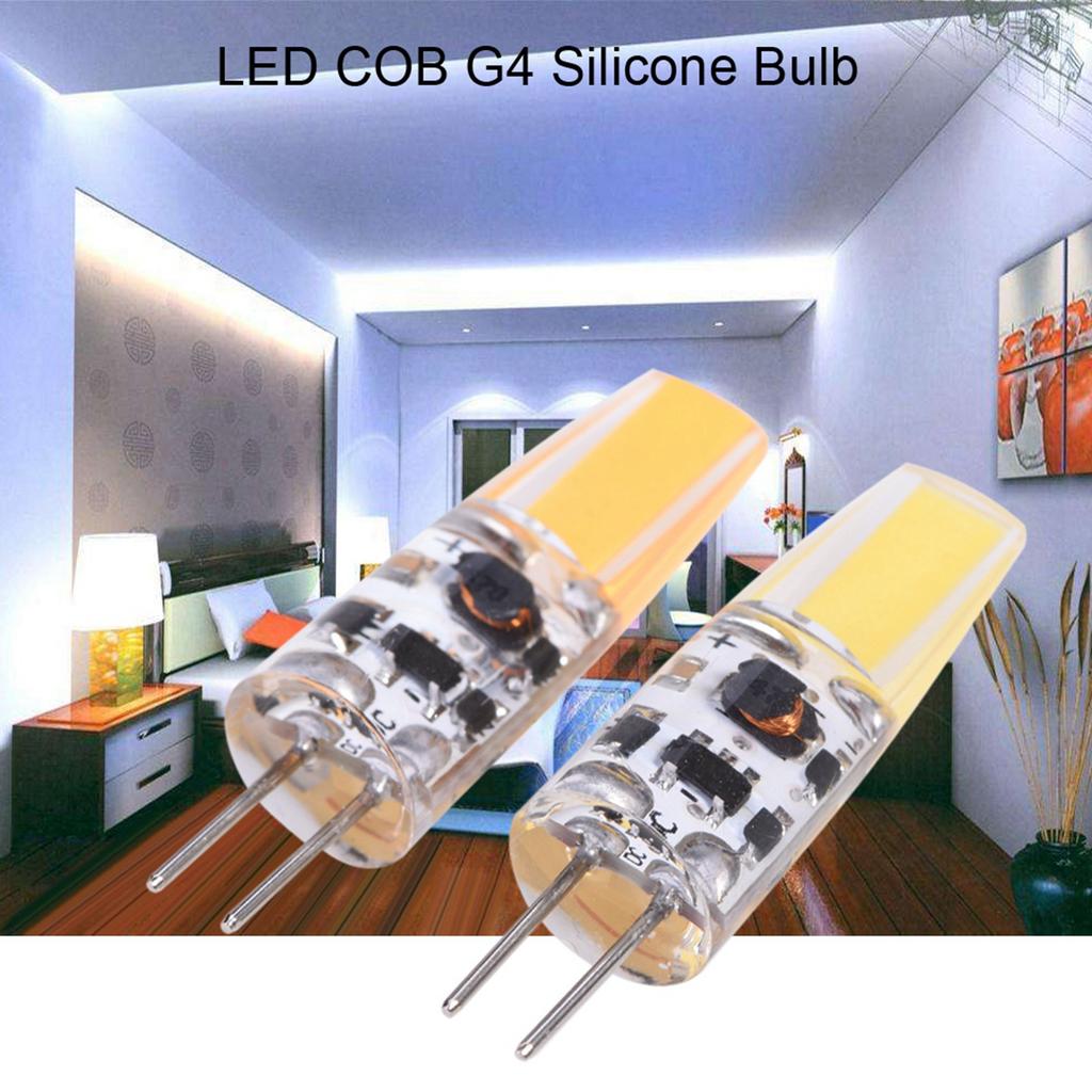 10Pcs ACCelsiusDC12-24V G4 COB LED Light Bulbs NOn Dimmable Silicone Lamp Fixtures (Warm White)