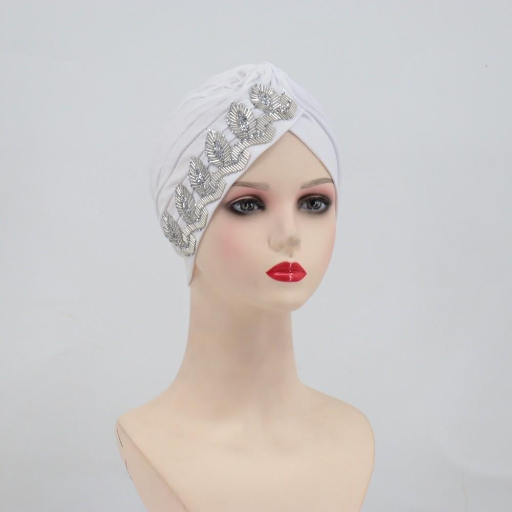Solid Color Cross Knot Headwrap Versatile Headwrap Hat New Side Leaf Rhinestones Headscarf  Party