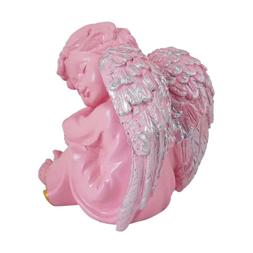 Winged Girl Statue for Home Decor Item | Fairy Girl Statue for Home Shelves Decor Showpiece (Angel Pink )