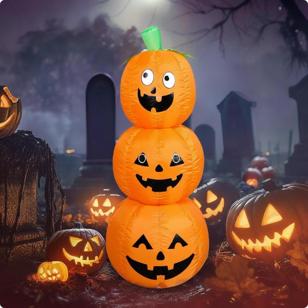 Stacked Pumpkin Inflatable Outdoor Spooky Pumpkins for Homeowners,