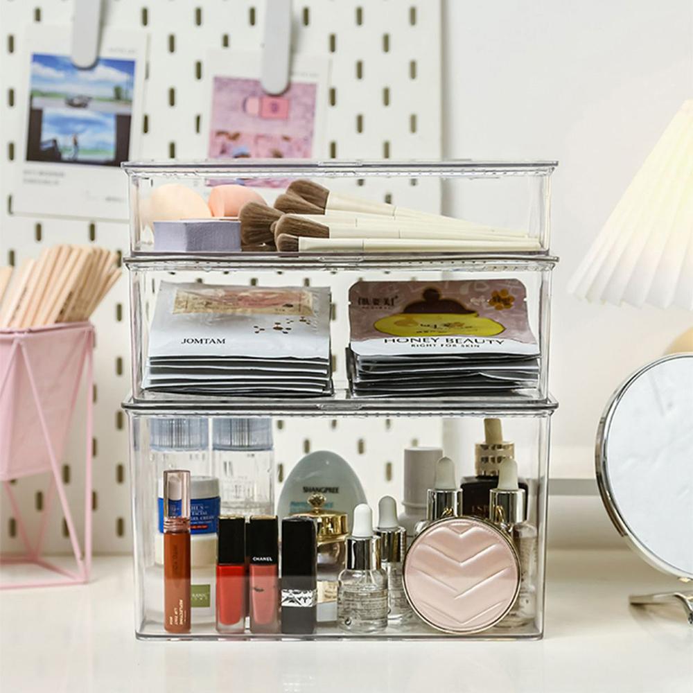 1 For Household Cosmetics Storage Box, Desktop, Dresser Transparent Finishing Box, Mask, Makeup Brush, Powder Puff Storage Box