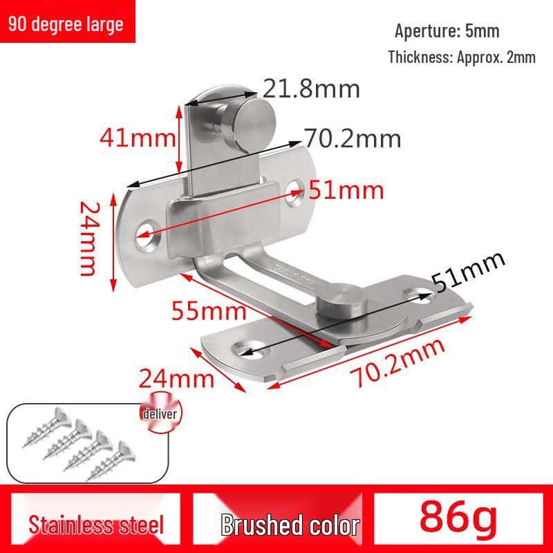 90° Anti-Theft Bathroom Sliding Door Latch Clasp with Old-Fashioned Hinge Bolt