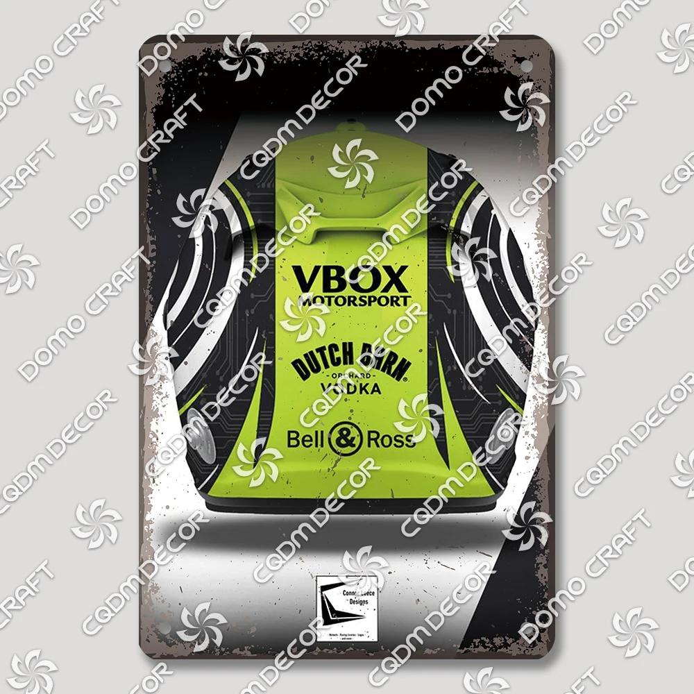 Vintage F Racer Helmet Metal Tin Sign Wall Art Decor  Sport Car Helmets Poster Plaque for Garage Racing Club Bar Pub Home