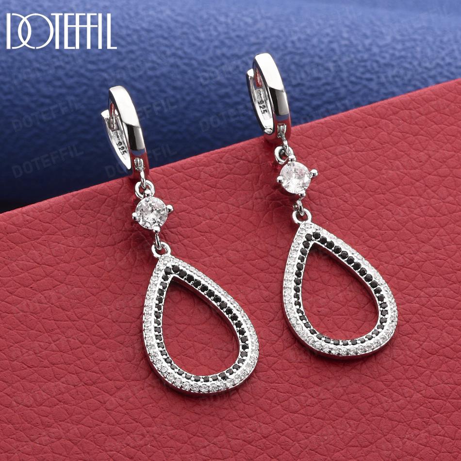 925 Sterling Silver AAA Zircon Raindrop Pendant Earrings - Beautiful Gift Jewelry
