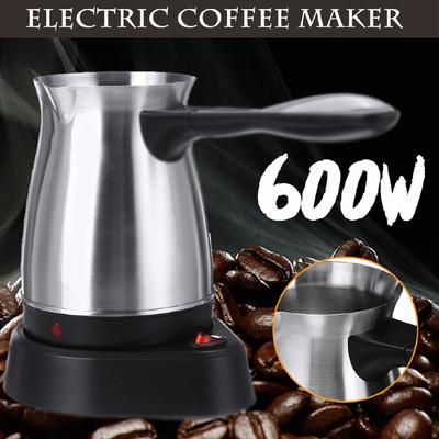 Máquina de café elétrica portátil, cafeteira elétrica, cafeteira elétrica para escritório, cafeteira grega turca de aço inoxidável, cafeteira 220V - 240V 600W