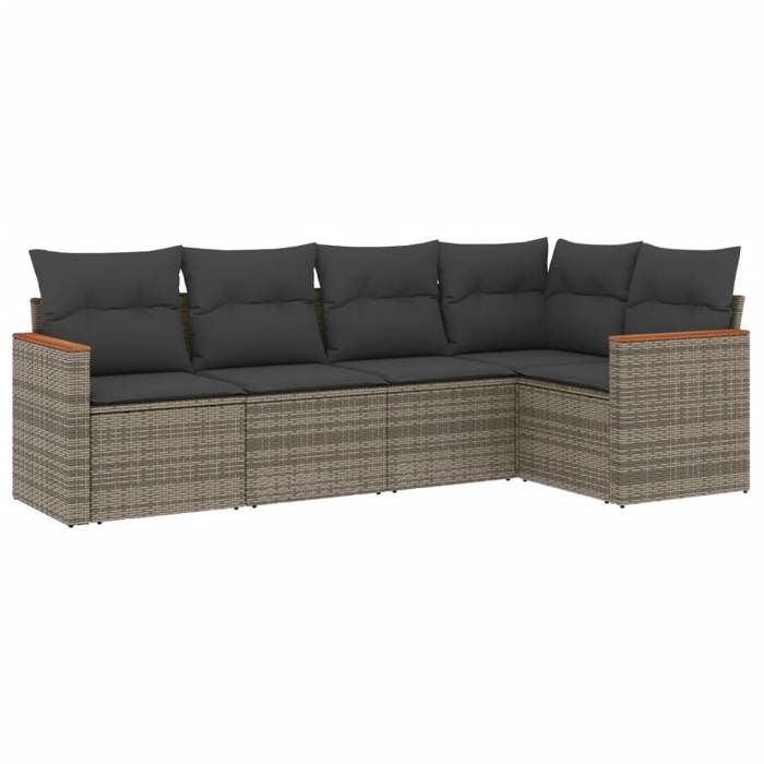 VidaXL Garden Lounge Set with Cushions 5 Pcs, Patio Sofas, Patio Furniture Set, Outdoor Furniture, Grey 3258350