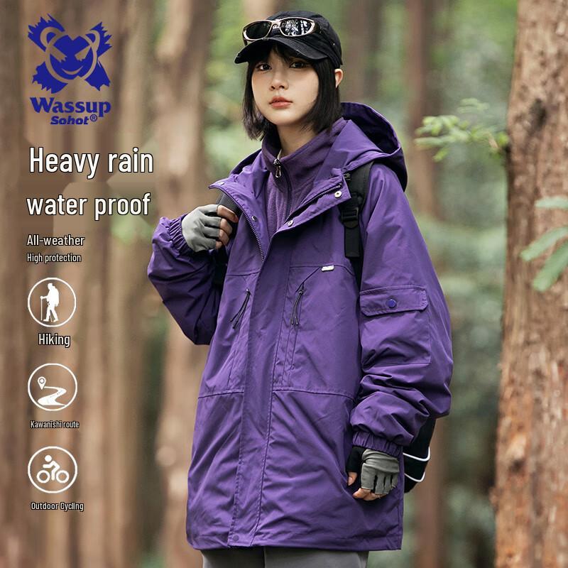 Wassup Sohot Men's 3-in-1 Outdoor Windproof Fleece-Lined Jacket
