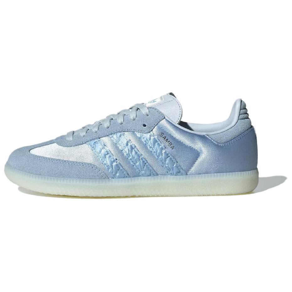Adidas Originals Samba Og Satin Shoes Comfortable Classic Fashion Versatile Thin Sole Durable Low Top Skate Shoes Women Shoes Blue HQ5160