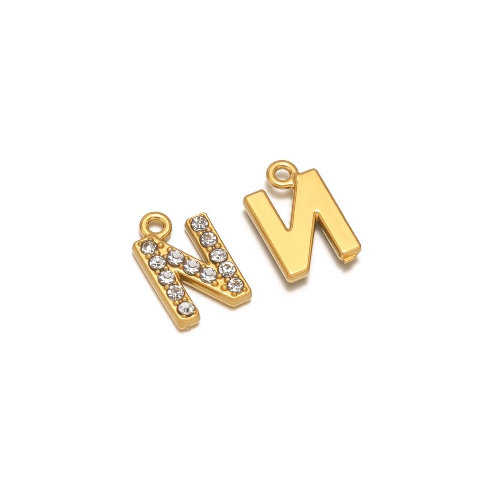 5pcs Stainless Steel Gold Rhinestone Letters Charms DIY Women Girl Alphabet Necklace Pendants Jewelry Bracelet Earrings Making