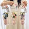 Crochet Flower Bouquet with Light Strings Hand Woven Puff Flowers Artificial Knitted Flower Bouquets Mother's Teacher's Day Gift