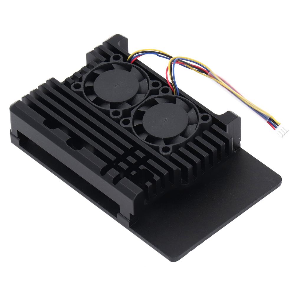 Aluminum Heatsink with Dual Cooling Fan 5V Metal Heatsink Cooler Case for RasPi 5B