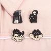 Sensenmann Hängende Katze Emaille-Pins Halloween-Katze Mit Totenkopf Broschen Revers-Abzeichen Punk Gotischer Schmuck Geschenke für Kinder Freunde