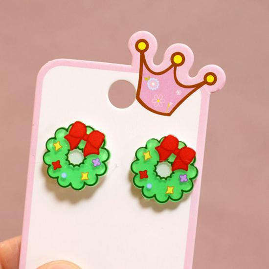 Cartoon Resin Glossy Children's Christmas Flower Ear Clips and Student Earrings