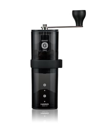 HARIO Kaffeemühle Smart G PRO Kaffeebohnen 24g Transparent Schwarz Edelstahlklinge Zerlegbar Kompakt MSGS-2-B