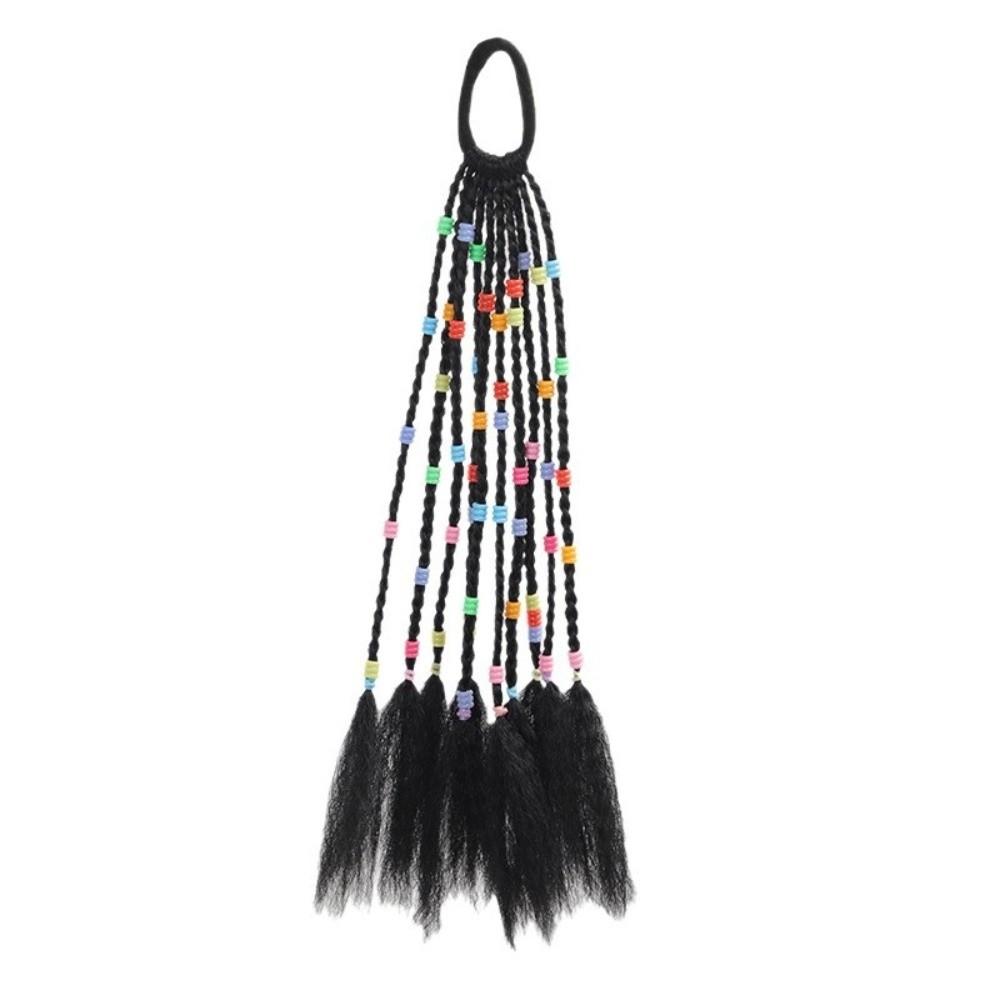 Elasticity Kids Braided Hair Rope Cute Wigs Beaded Braided Ponytail  Children Hair Tools