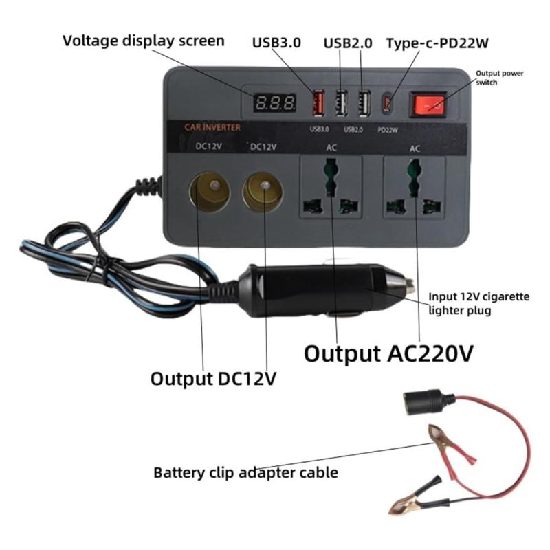 300W Vehicle Adapter 12V To 220V Power Inverter With