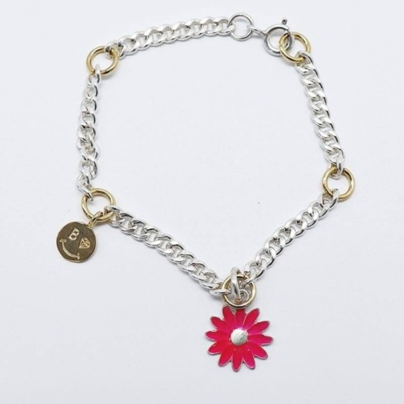 

BONBEAU Double color chain point charm Bracelet Smile Daisy Bold Chain Bracelet (Anklet) bracelet