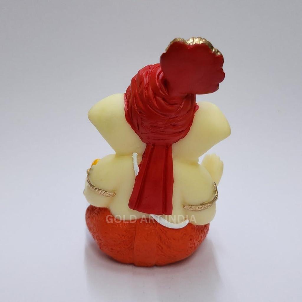 Ganesha Idol with Red Pagdi for Home & Office Decor | Car Dashboard Idol Ganesha Murti Ganpati Idol for Home Decor