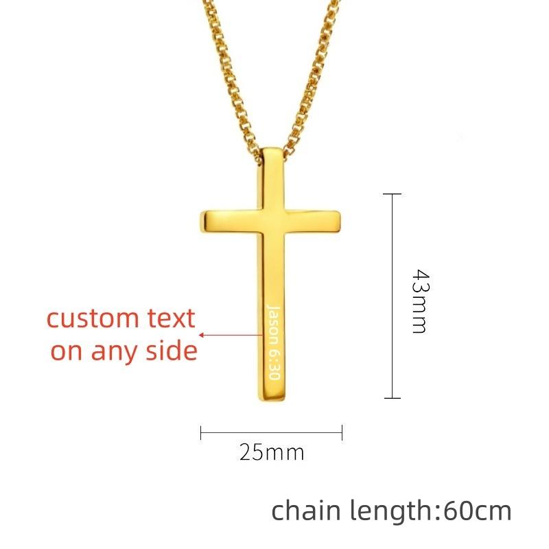 Personalized CROSS NECKLACE for Men Women Boys Girls Custom Name Engraved Pendant Necklace Catholic Christian Gift for Him