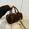 Autumn Winter All-Match Square Shoulder Bag Women Vintage Suede Small Handbags and Purses Lady Short Handle Bags with Pendant
