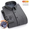 New Plus Size Velvet-Lined Men's Pure Cotton Plaid Shirt - Warm, Thickened for Autumn/Winter Cold Protection