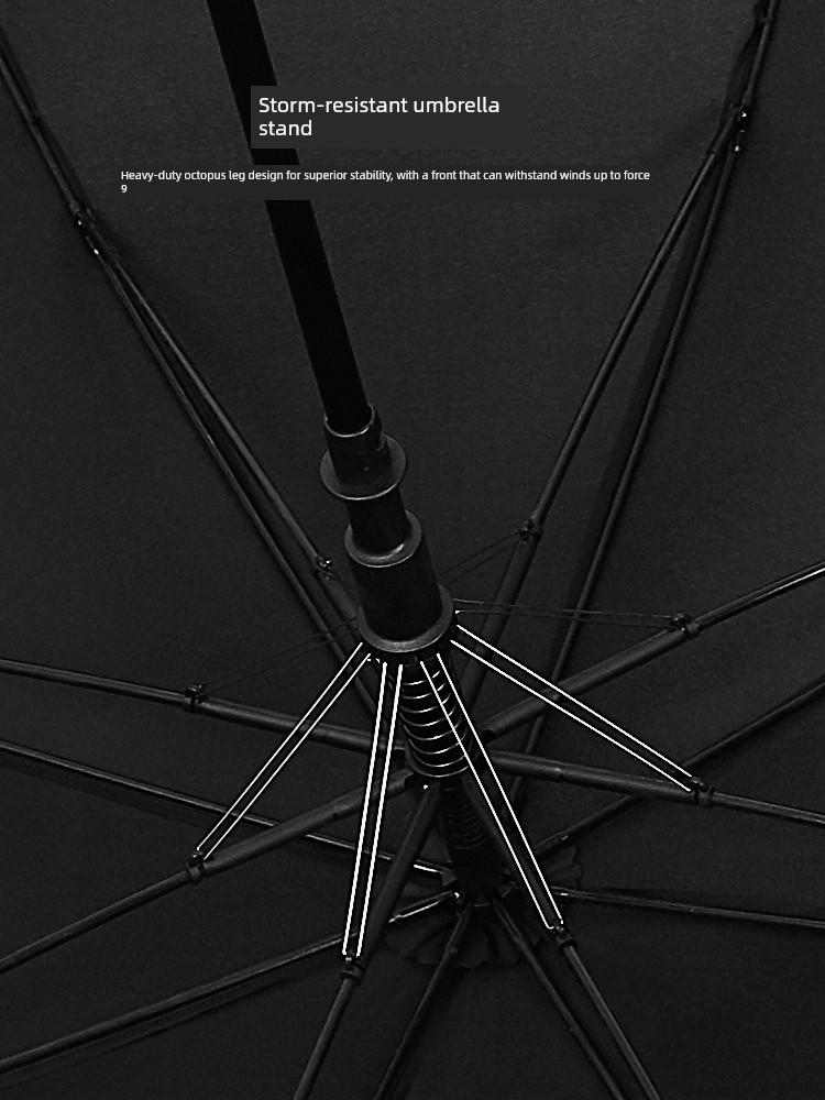 Golf Long-Handle Umbrella for Men, Automatic, Large Size, Double-Person, Extra Thick, Sturdy, Wind-Resistant, Wooden Handle, Business Umbrella