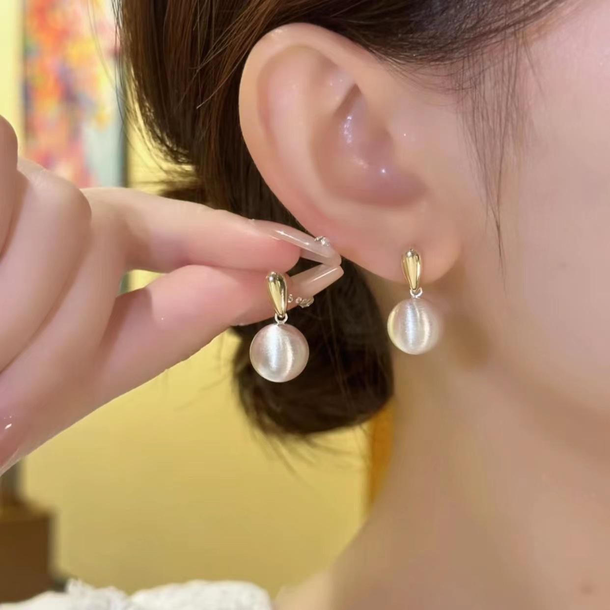 Elegant French Brushed Metal Ball Stud Earrings - Simple, Stylish, and Versatile