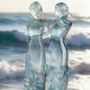 Goddess Figurine Resin Tinted Goddess of Hope Sisters Sculpture Transparent Gradient Blue Woman Statue for Table Mantel Bookshelf Decor