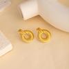 European Retro Geometric Leaf & Heart Stainless Steel Stud Earrings