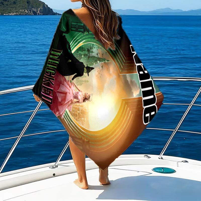 1pc The Wizard of Oz1 Beach Towel with Custom Name, Beach/Swimming/Bath/Picnic/Camping Towel, Suitable for Seaside Beaches