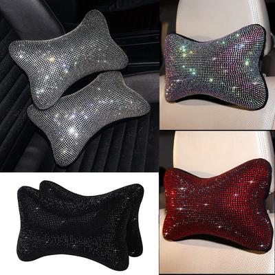 2 ks Diamond Bling Polštář na krk do auta pro autosedačku řidiče Autosedačka Opěrka hlavy Polštář Crystal Drahostone Rainbow Bling Příslušenství
