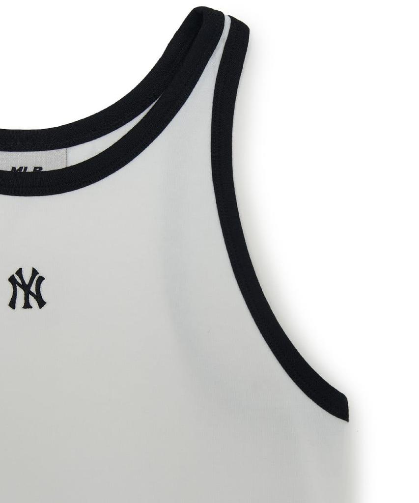 Emelbi Women'S Basic Ringer Crop Sleeveless T-Shirt Ny (White)